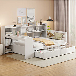 Pugsdrly Lit simple 90x200 cm - Bois massif - Canapé-lit - Blanc