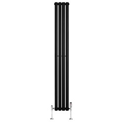 Monstershop Radiateur Ovale 1 Panneau & Vannes 1800 x 240 mm en Acier Noir Horizontale