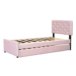 Acheter Pugsdrly Lit Simple 90x200 cm avec Lit Gigogne 90x190 cm, Velours, rose