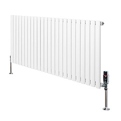 Monstershop Radiateur Ovale 1 Panneau & Vannes 600 x 1440 mm en Acier Blanc Horizontale