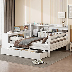 Avis Pugsdrly Lit double 140x200 cm - Bois massif - Canapé-lit - Blanc