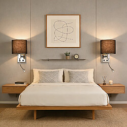 ZMH Applique murale d'intérieur LED noir E27 pivotante à 360° avec interrupteur tissu