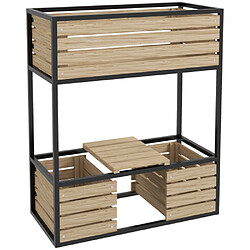 modfu Carré potager surélevé 2 niveaux avec étagère en bois et acier marron 83x39x100 cm