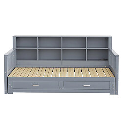 Pugsdrly Canapé-lit extensible - Bois massif - 90/180x190 cm - Gris pas cher