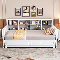 Avis Pugsdrly Canapé-lit extensible - Bois massif - 90/180x190 cm - Blanc