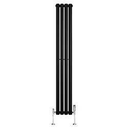 Monstershop Radiateur Ovale 1 Panneau & Vannes 1600 x 240 mm en Acier Noir Horizontale