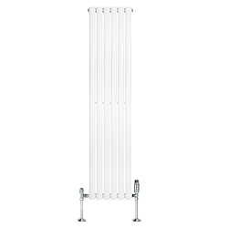 Monstershop Radiateur Ovale 1 Panneau & Vannes 1600 x 360 mm en Acier Blanc Horizontale