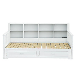 Pugsdrly Canapé-lit extensible - Bois massif - 90/180x190 cm - Blanc pas cher