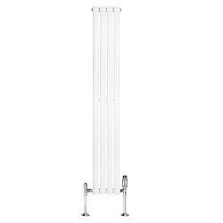 Monstershop Radiateur Ovale 1 Panneau & Vannes 1600 x 240 mm en Acier Blanc Horizontale