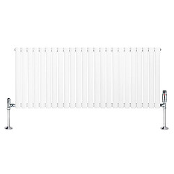 Monstershop Radiateur Ovale 1 Panneau & Vannes 600 x 1440 mm en Acier Blanc Horizontale