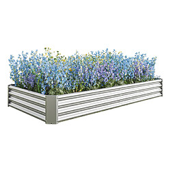 modfu Carré potager surélevé en métal galvanisé 232 x 113,5 x 30 cm argent