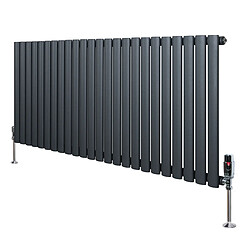 Monstershop Radiateur Ovale 1 Panneau & Vannes 600 x 1440 mm en Acier Anthracite Horizontale