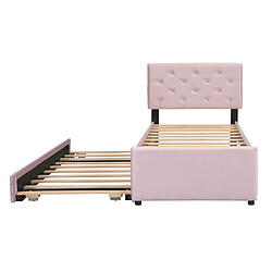 Pugsdrly Lit Simple 90x200 cm avec Lit Gigogne 90x190 cm, Velours, rose pas cher