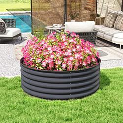 Acheter modfu Carré potager rond en acier gris foncé 120 x 43 cm pour jardin, balcon et terrasse