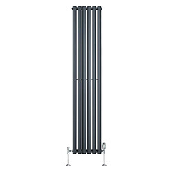 Monstershop Radiateur Ovale 1 Panneau & Vannes 1800 x 360 mm en Acier Anthracite Horizontale
