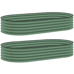 modfu Lot de 2 Carrés potagers surélevés en acier galvanisé vert 181 x 93 x 30 cm