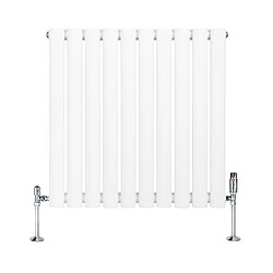 Monstershop Radiateur Ovale 1 Panneau & Vannes 600 x 600 mm en Acier Blanc Horizontale