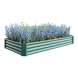 modfu Carré potager surélevé en métal galvanisé vert 232 x 113,5 x 30 cm sans fond