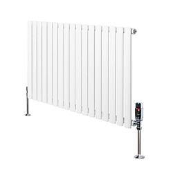 Monstershop Radiateur Ovale 1 Panneau & Vannes 600 x 1020 mm en Acier Blanc Horizontale