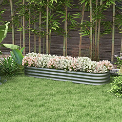 modfu Carré potager surélevé en métal galvanisé 195 x 62 x 30 cm argent