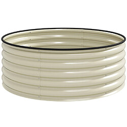 modfu Carré potager surélevé rond en acier crème 120 x 43 cm pour jardin et terrasse