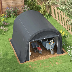 modfu Abri de rangement extérieur 3 x 3 m gris avec 2 portes enroulables, acier et bâche PE