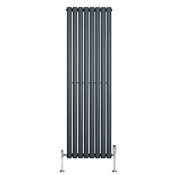 Monstershop Radiateur Ovale 1 Panneau & Vannes 1600 x 480 mm en Acier Anthracite Horizontale