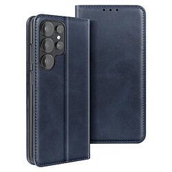 Avizar Étui Portefeuille pour Galaxy S26 Ultra Effet Cuir avec Support Vidéo Bleu