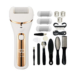 INF Lime à Pieds Électrique Anti-Callosités - Ensemble 10 Pièces, 3 Vitesses, Étanche White +