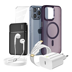 Mayaxess Pack pour iPhone 15 Pro Max Coque, Verre, Chargeur, Batterie externe, écouteurs