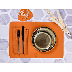 Bjorn Sous-verre curve réversible - 6 pièces - Cuir recyclé orange et chocolat pas cher