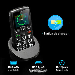 artfone C1+ 4G Téléphone Senior avec Bouton SOS,Station de Charge,Haut-Parleur,Annonce de l