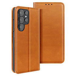 Avizar Étui Portefeuille pour Galaxy S26 Ultra Effet Cuir avec Support Vidéo Marron