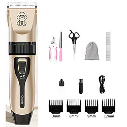 INF Kit de toilettage professionnel pour animaux de compagnie Or avec lame en céramique