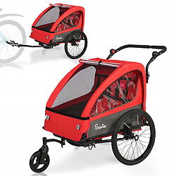 Remorque à Vélo Convertible Poussette pour 1-2 Enfants Suspension Harnais 5 Points Pliable