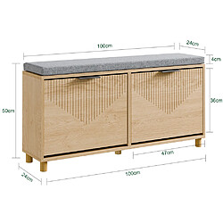 Avis SoBuy Banquette d'entrée avec rangement chêne clair 100x24x50 cm FSR211-N
