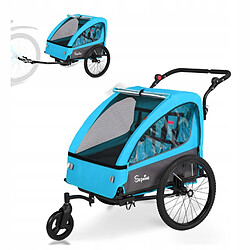 Remorque à Vélo Convertible Poussette pour 1-2 Enfants Suspension Harnais 5 Points Pliable