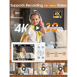 Appareil Photo Numérique Enfant VURAHOME DC402 4K 48MP Zoom 16X Écran 2,8" 128Go Blanc