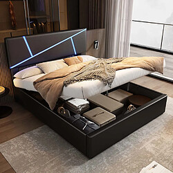 Pugsdrly Cadre de lit double avec éclairage LED - 90 x 200 cm