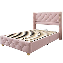 Acheter Pugsdrly Structure de lit simple 90*200 cm - avec sommier à lattes - rose