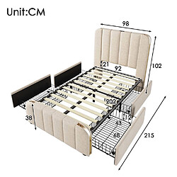 Acheter Pugsdrly Structure de lit double - avec recharge USB - 90 x 200 cm