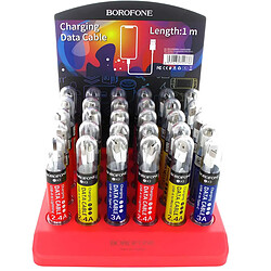 Borofone Ensemble de Câbles 30 pièces USB-C / Micro USB / Lightning sur Présentoir Rouge