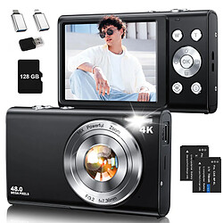 Appareil Photo Numérique Enfant VURAHOME DC402 4K 48MP Zoom 16X Écran 2,8" 128Go Noir