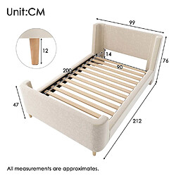 Acheter Pugsdrly Lit enfant 90x200 cm en velours beige, Lit simple