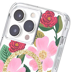 Rifle Paper Co. Rifle Paper Coque pour iPhone 14 Pro Max MagSafe Motif Floral Antimicrobienne Rose