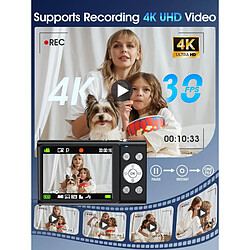 Appareil Photo Numérique Enfant VURAHOME DC402 4K 48MP Zoom 16X Écran 2,8" 128Go Noir