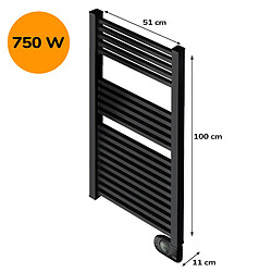 Acheter Sèche-serviettes électrique à inertie sèche HJM, 750 W, Square, Noir