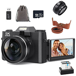 Appareil Photo Numérique ensemble VURAHOME RZ0 5K 75MP WiFi Écran 3" 2 Batteries 32Go