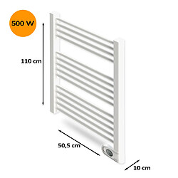 Acheter Sèche-serviettes électrique à inertie sèche HJM, 500 W, Noor, Blanc