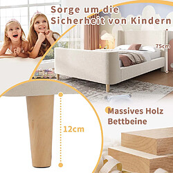 Pugsdrly Lit enfant 90x200 cm en velours beige, Lit simple pas cher